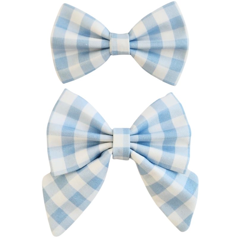 Blueberry Gingham ~ dog bow tie