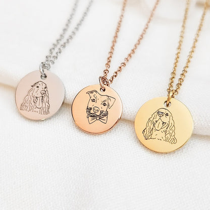 Pet portrait pendant necklace