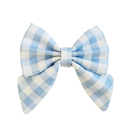 Blueberry Gingham ~ dog bow tie