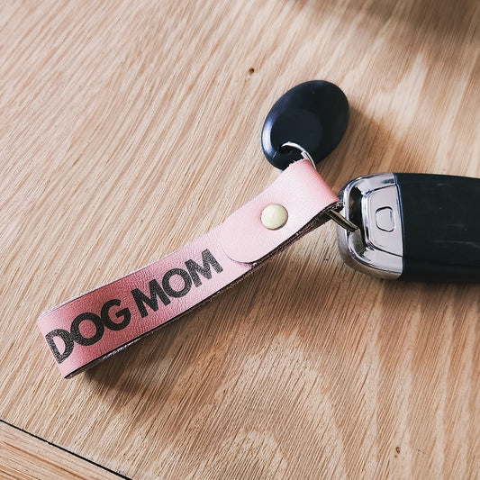 Dog Mom Leather Keychain