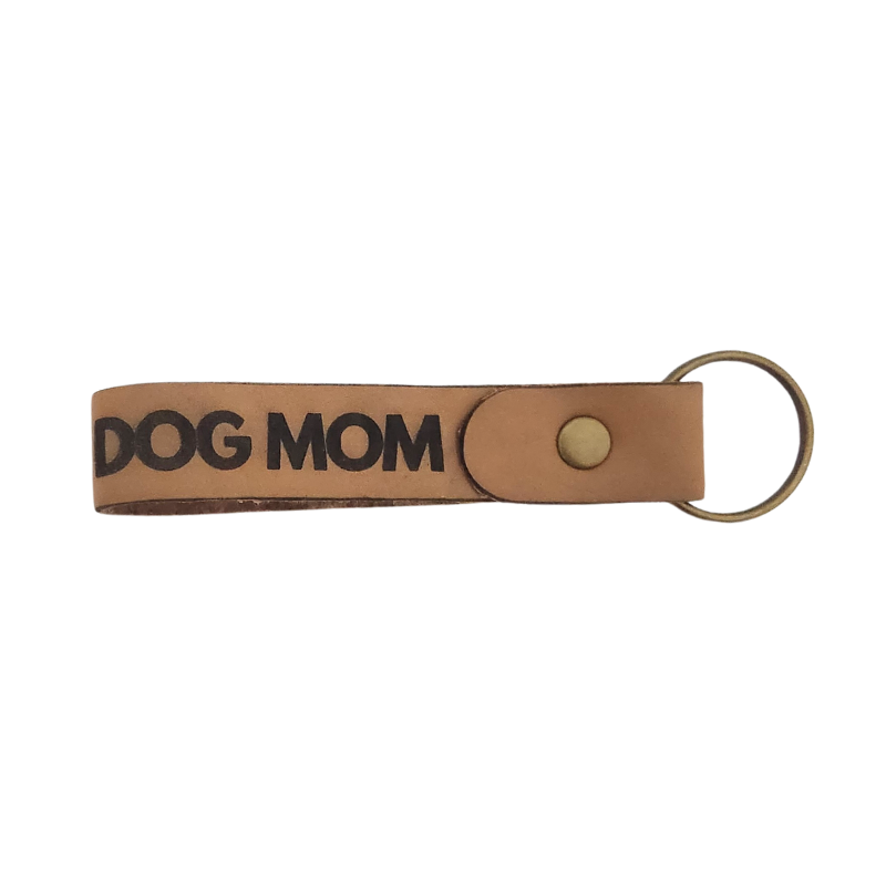 Dog Mom Leather Keychain