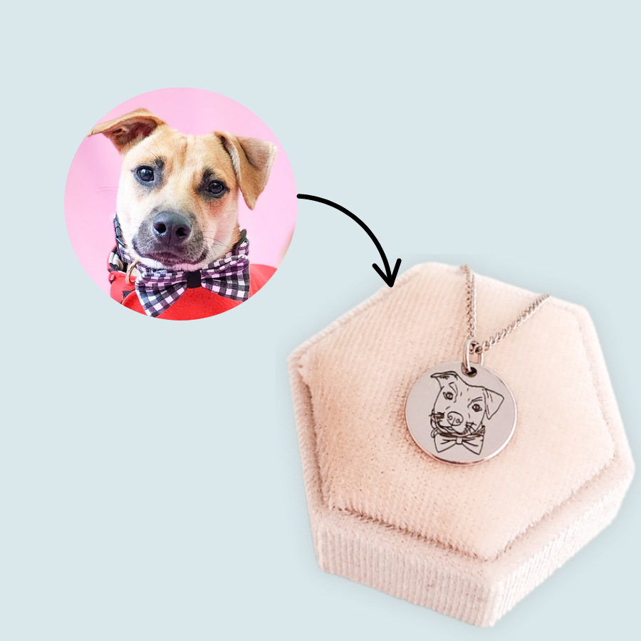 Pet portrait pendant necklace